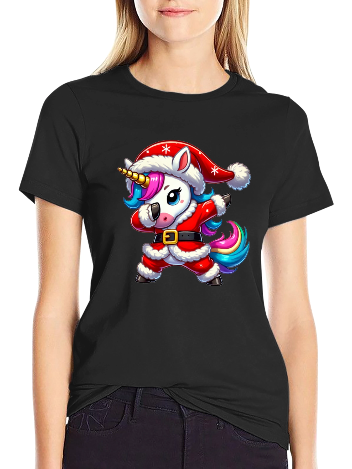 Unicorn Dabbing Santa Christmas T-Shirt