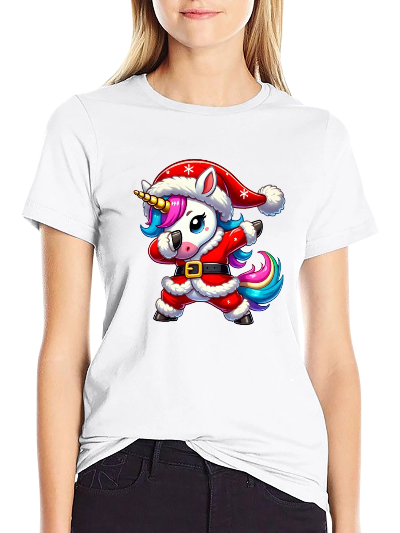 Unicorn Dabbing Santa Christmas T-Shirt