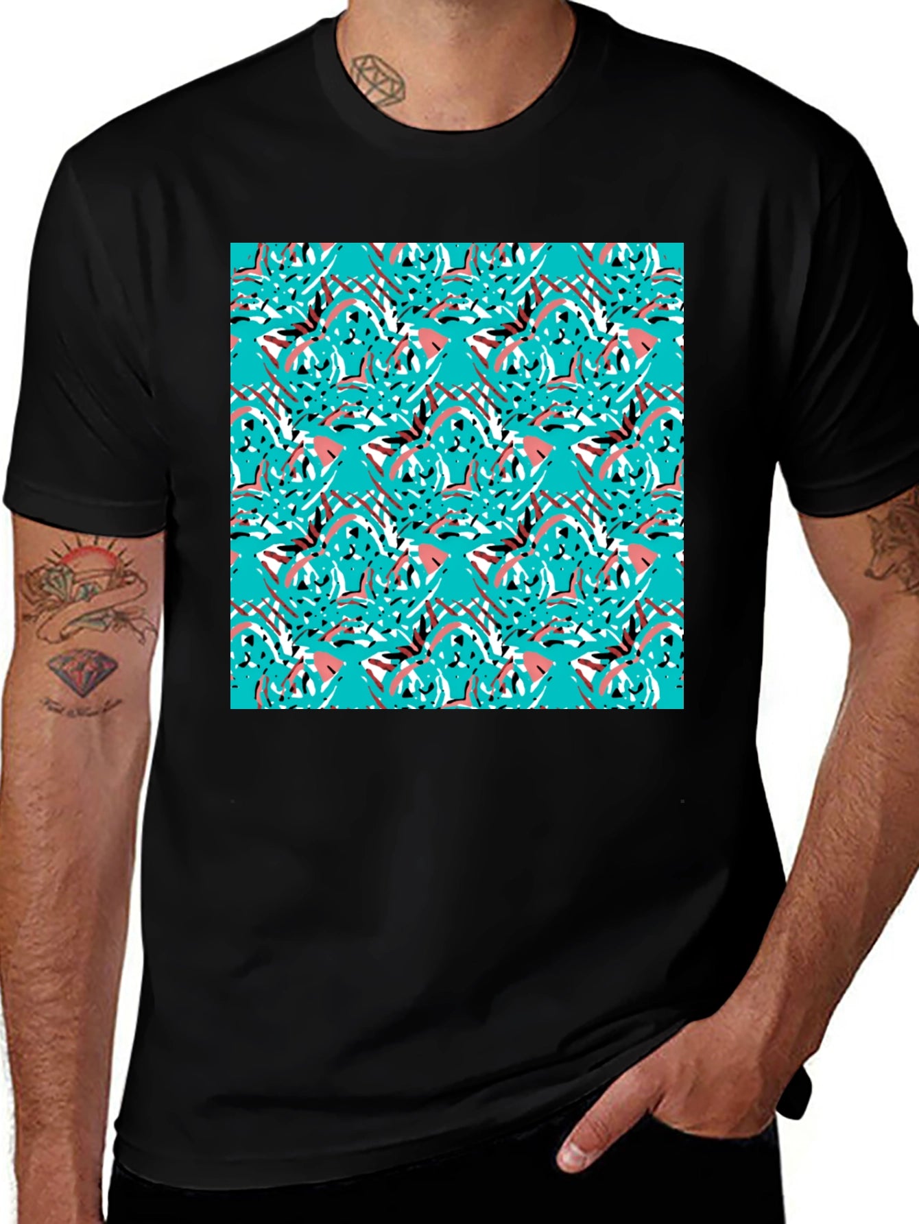 Abstract Pattern Black T-Shirt