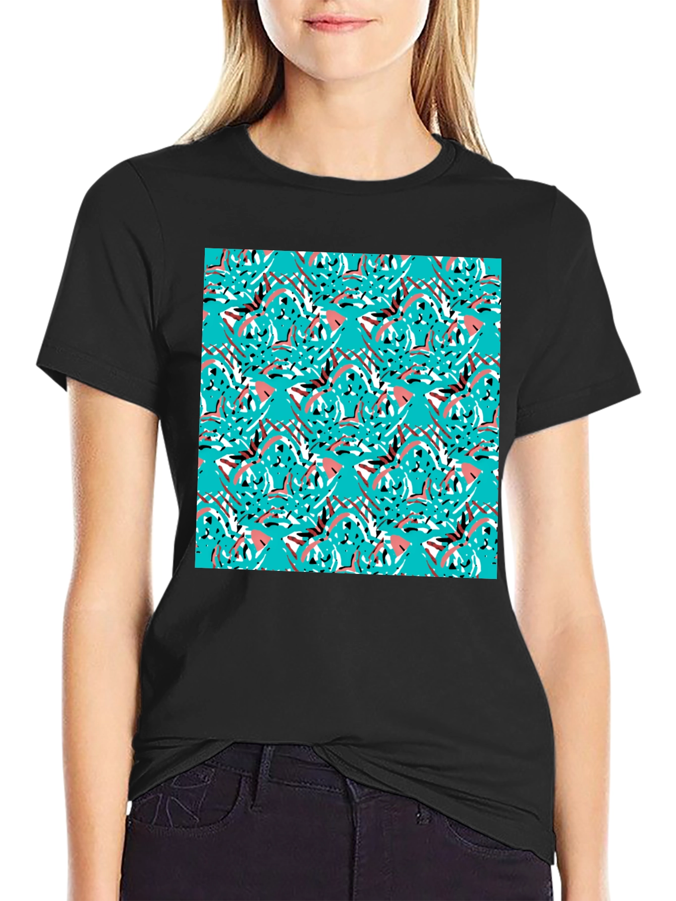 Abstract Pattern Black T-Shirt