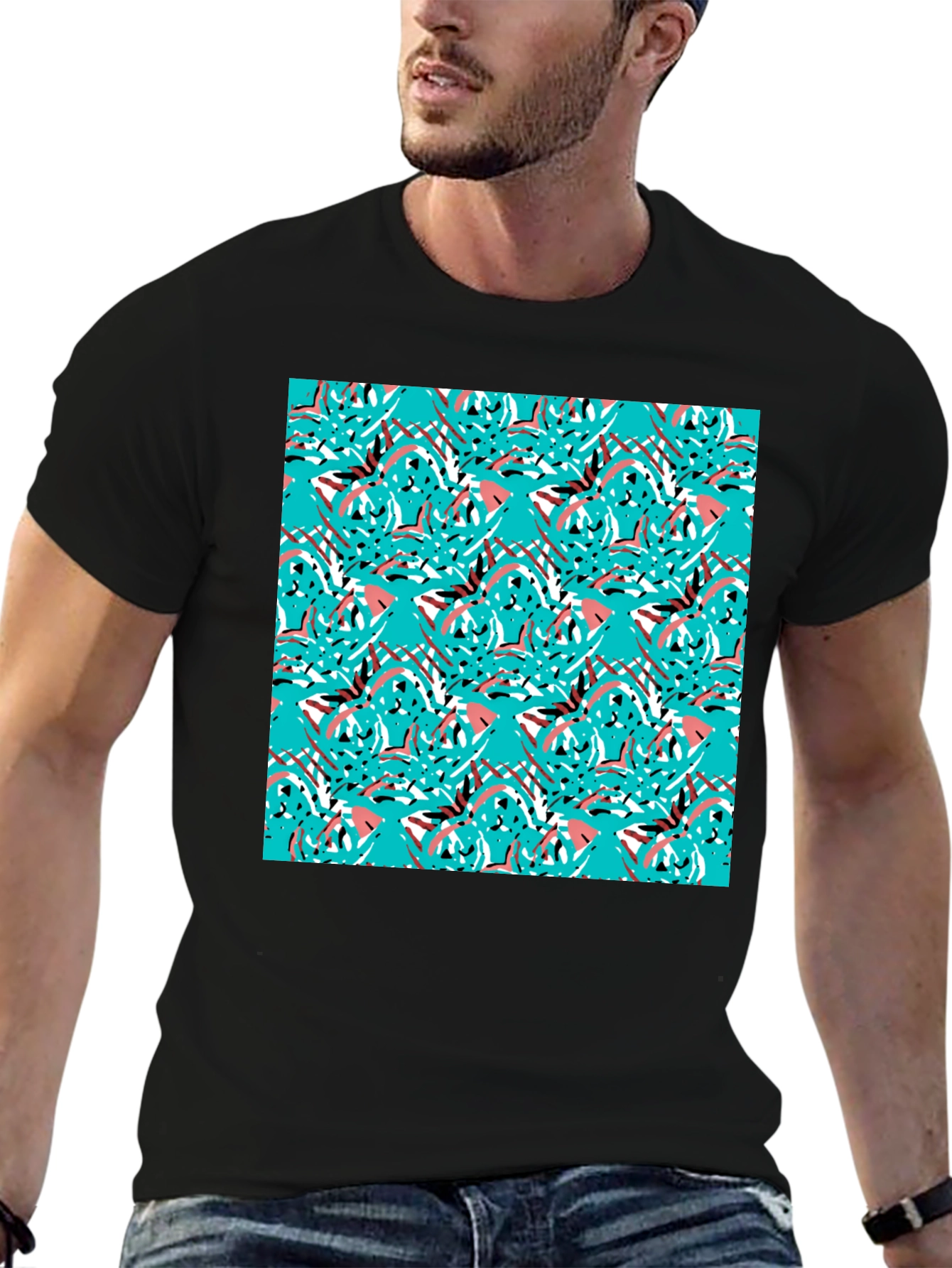 Abstract Pattern Black T-Shirt