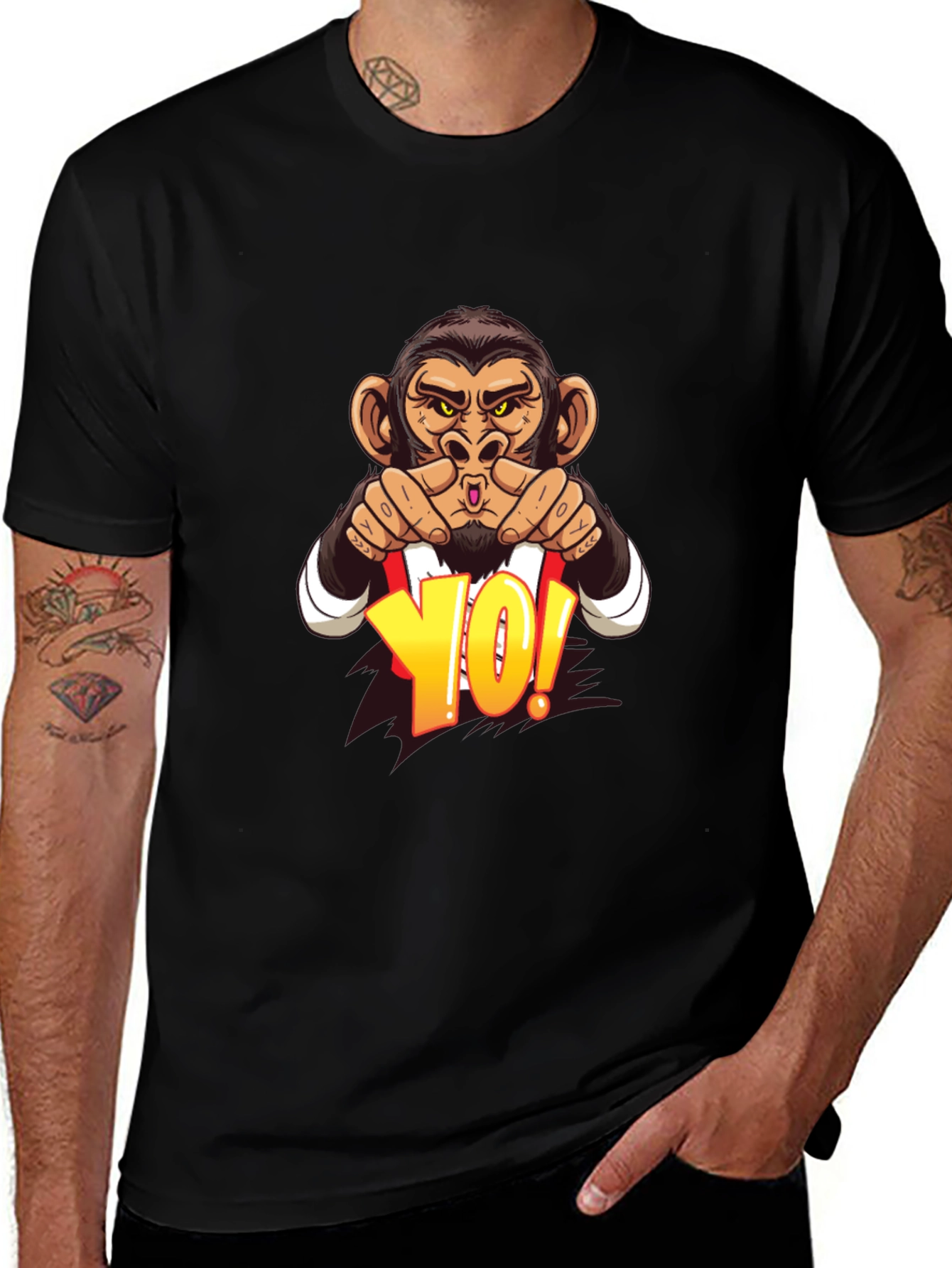 Monkey Yo! Graphic Print T-Shirt - Casual Style