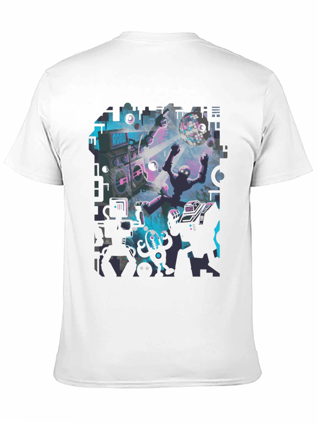 Robot Rave Graphic Tee - Black Crew Neck T-Shirt