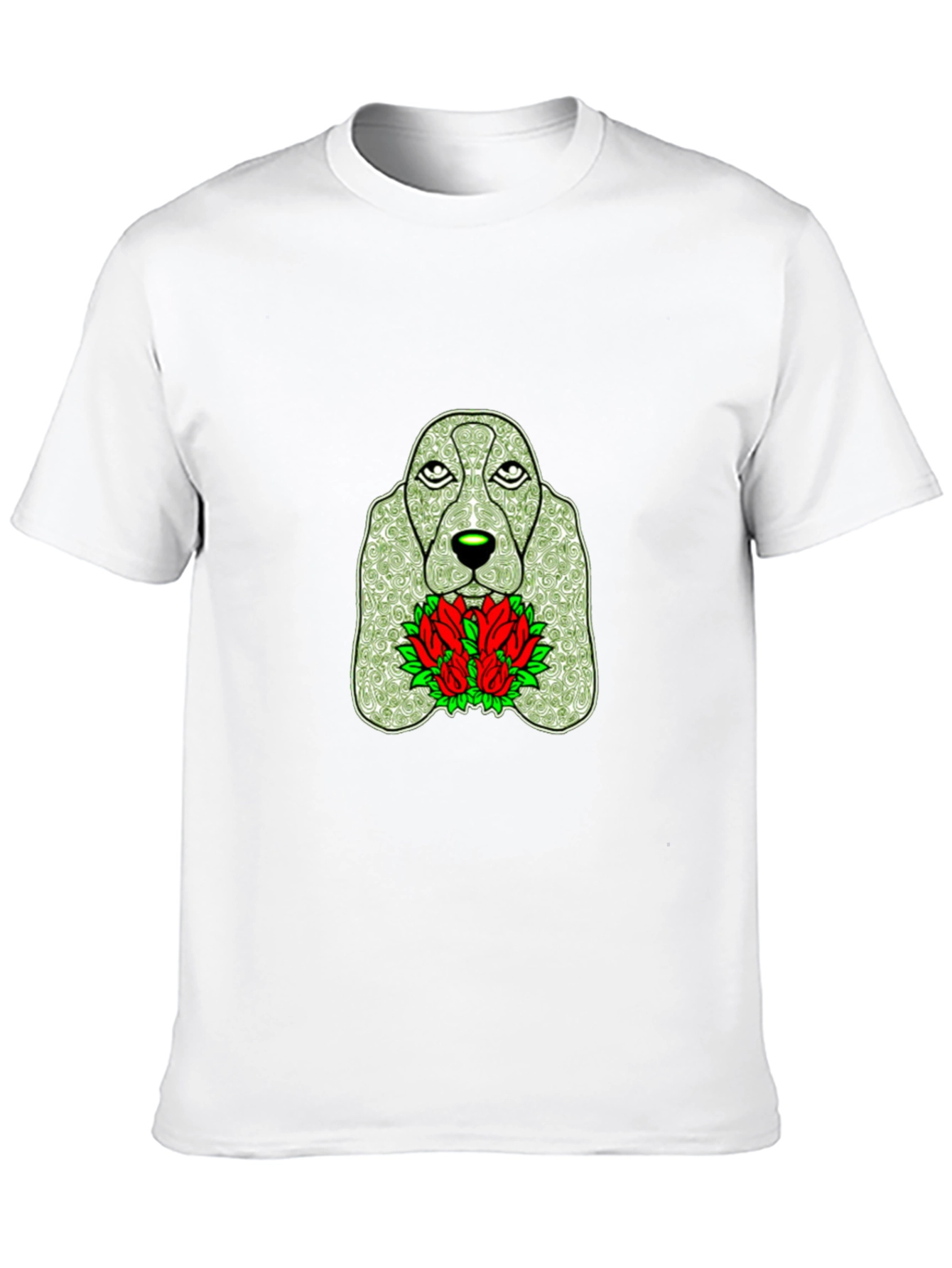 Dog & Roses Graphic Black T-Shirt