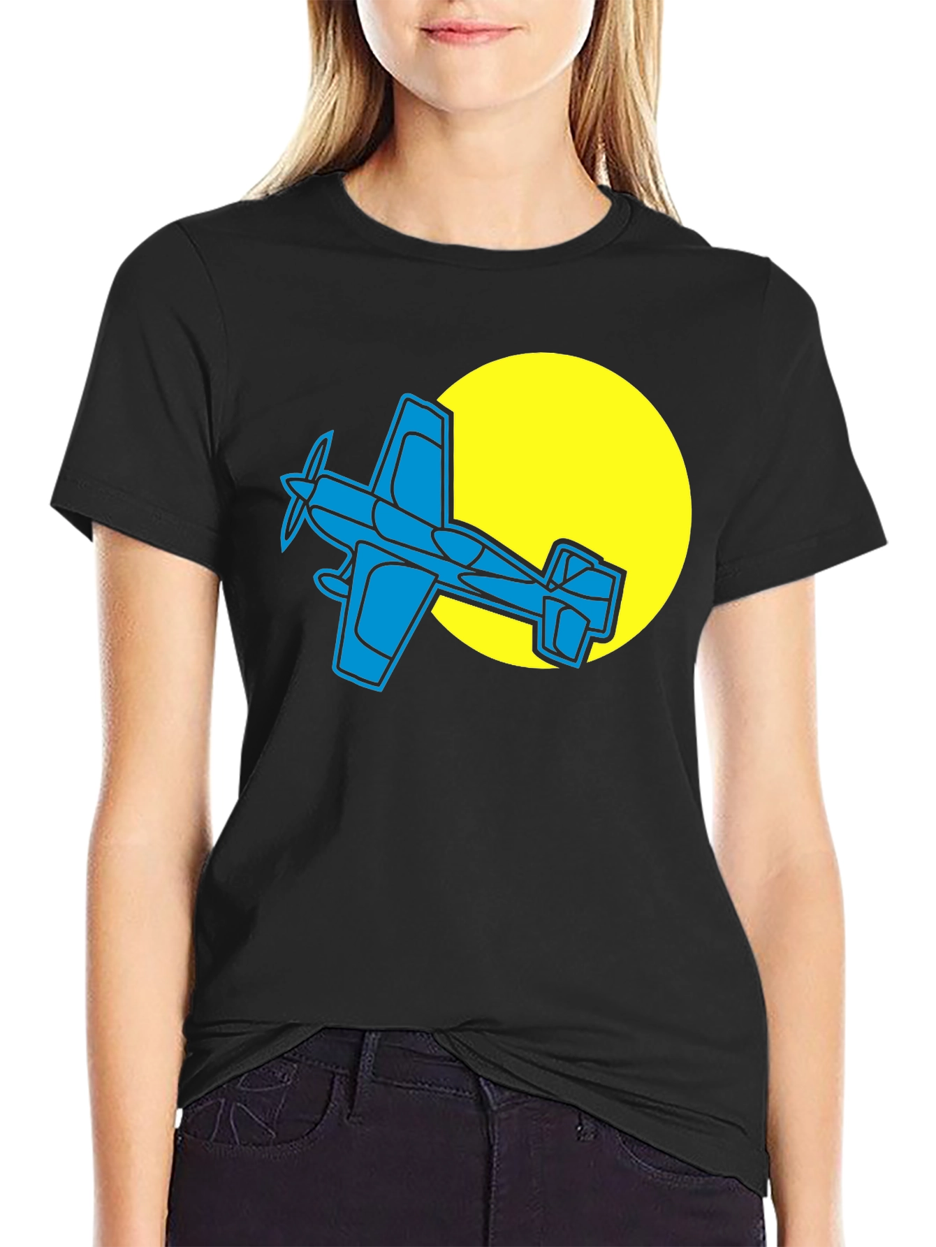 Airplane Graphic T-Shirt - Black Cotton Tee
