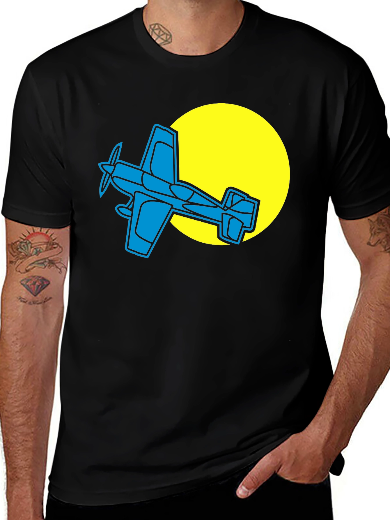 Airplane Graphic T-Shirt - Black Cotton Tee