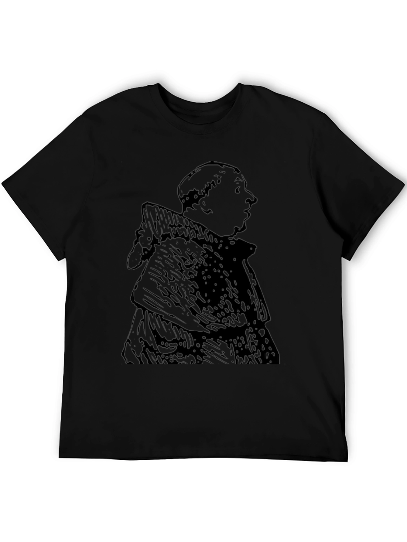 Monk Graphic Tee - Black Cotton Blend Casual