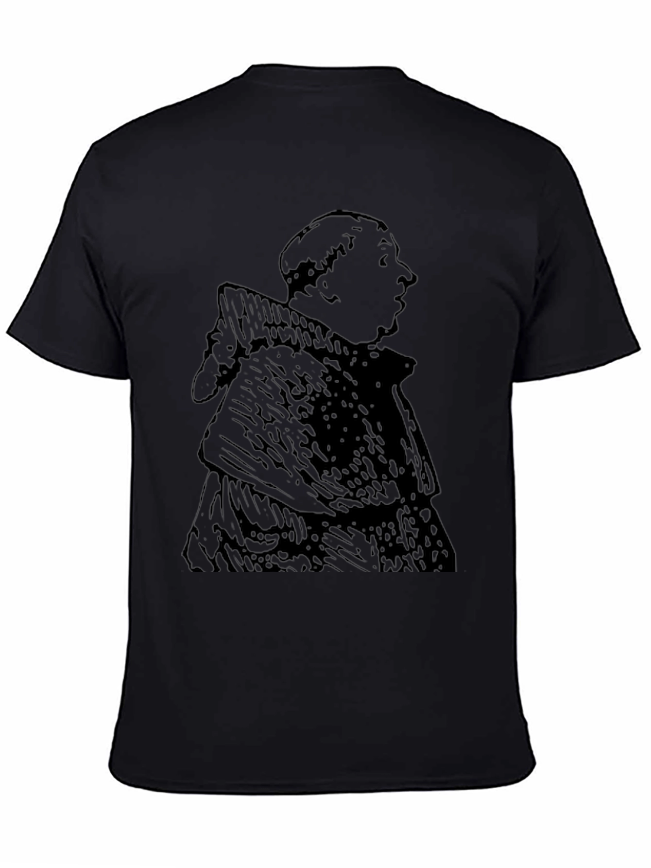 Monk Graphic Tee - Black Cotton Blend Casual