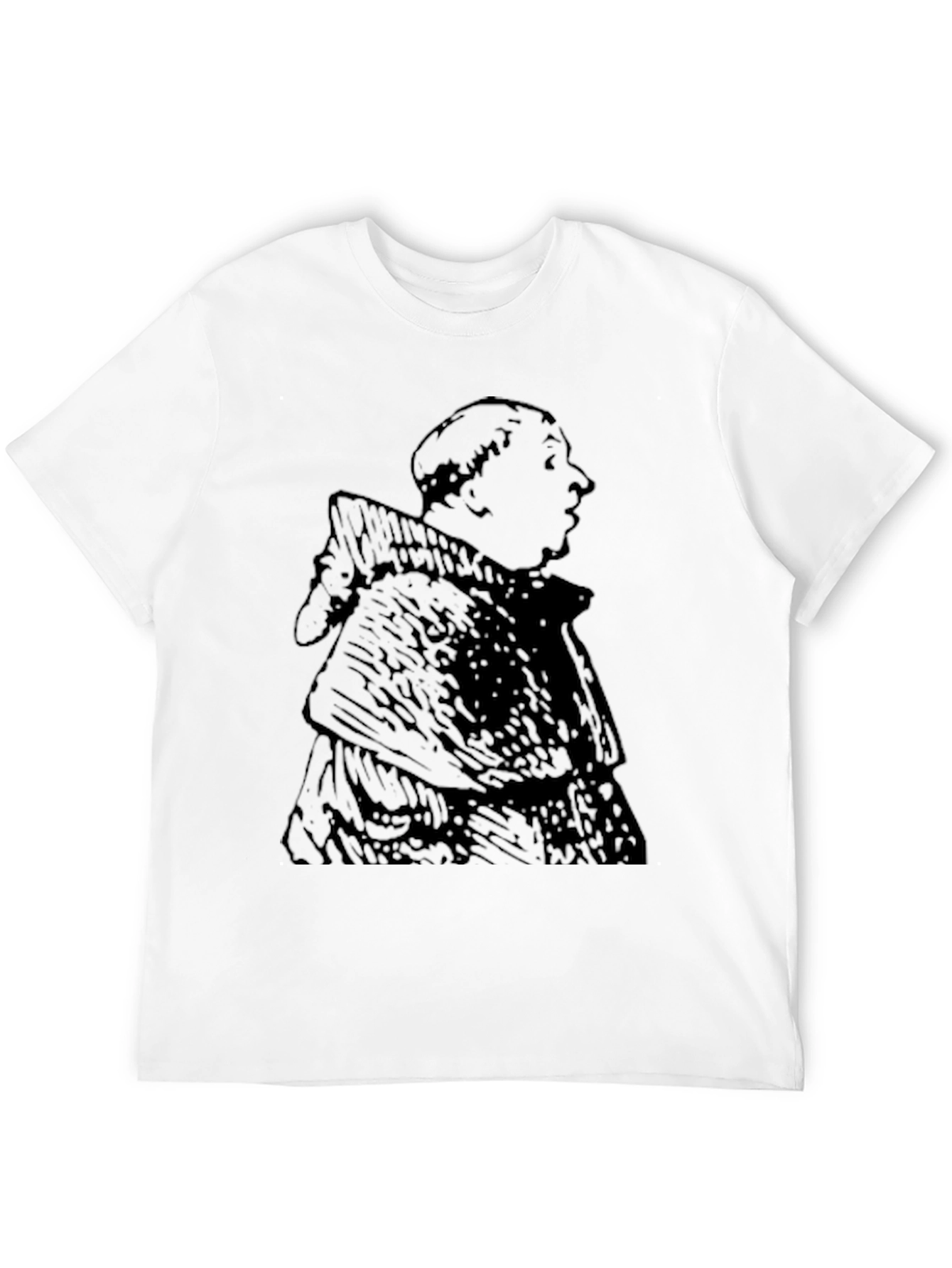 Monk Graphic Tee - Black Cotton Blend Casual
