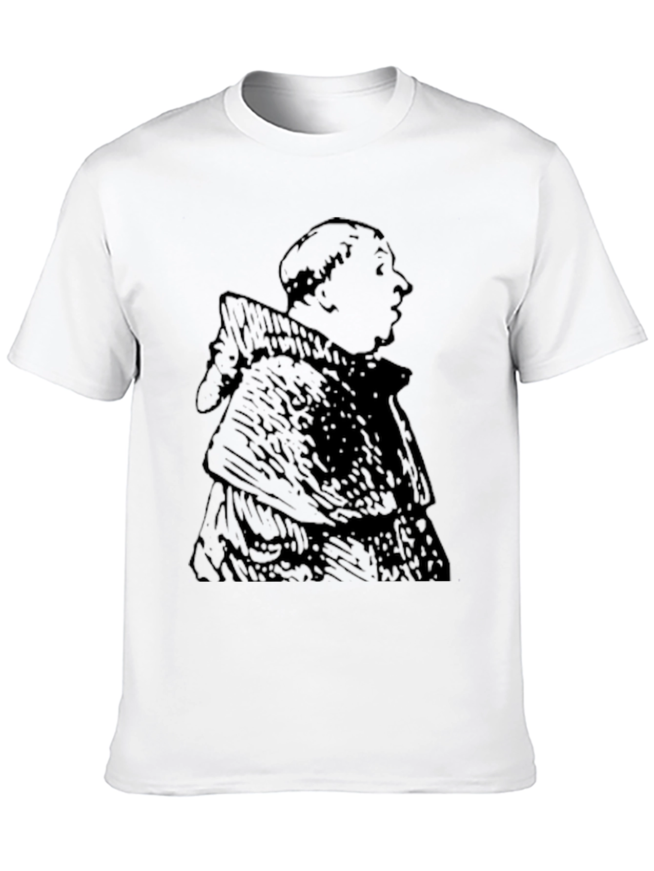 Monk Graphic Tee - Black Cotton Blend Casual