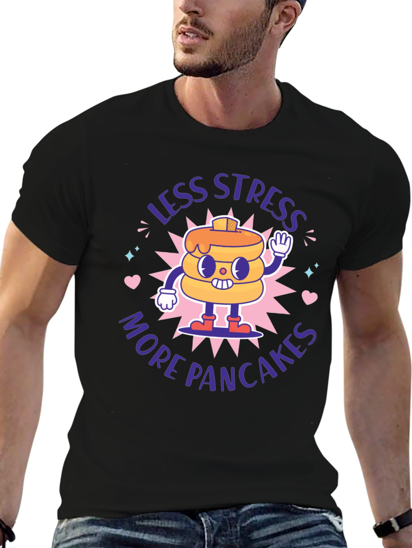 Less Stress More Pancakes Funny T-Shirt