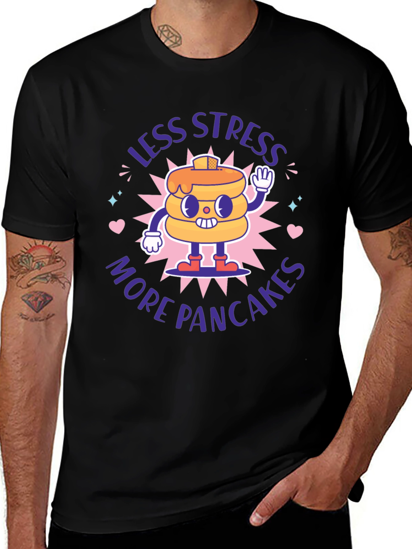 Less Stress More Pancakes Funny T-Shirt
