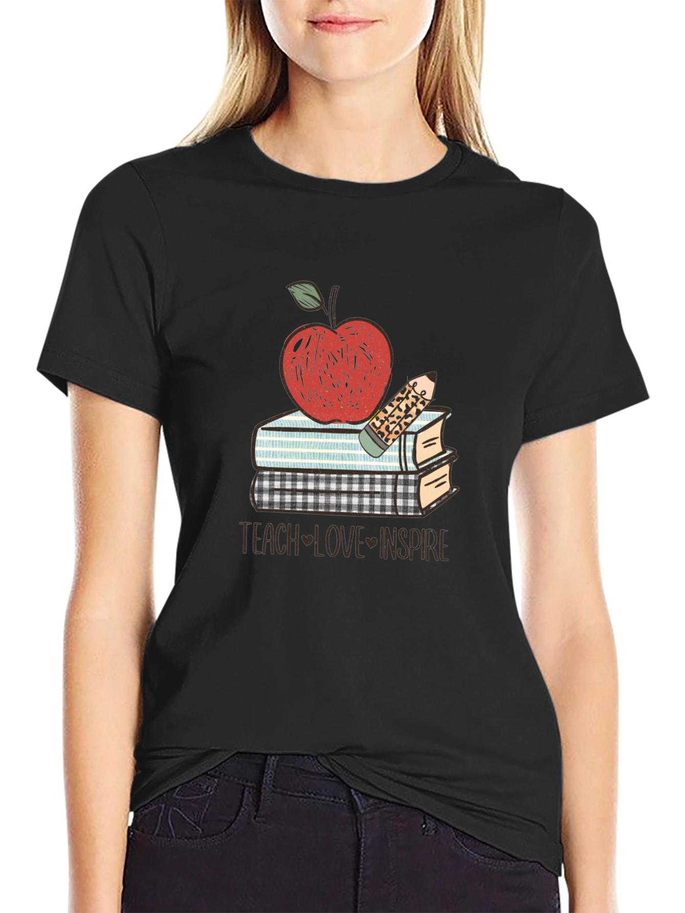 Teacher Apple Books T-Shirt