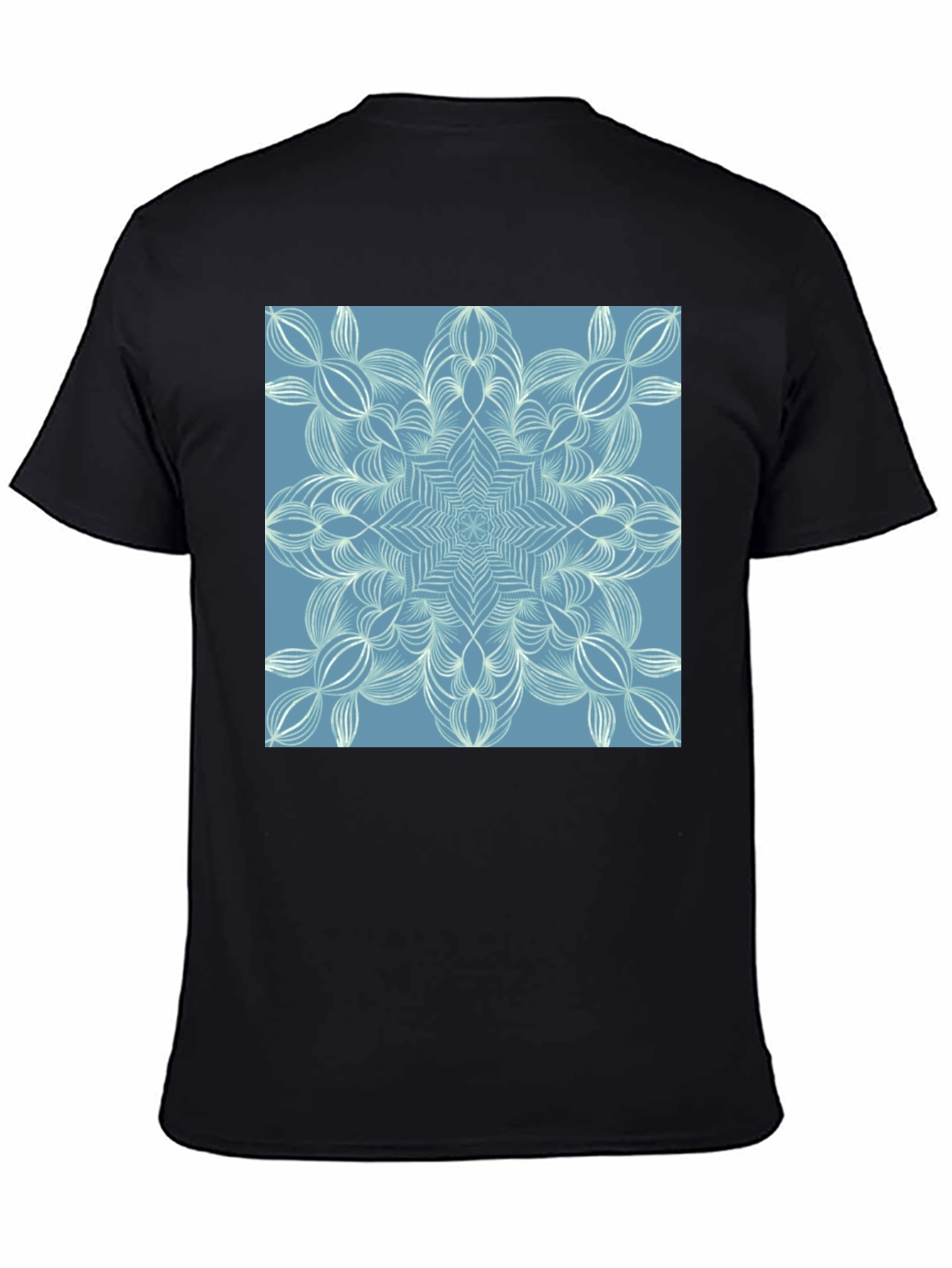 Geometric Snowflake Graphic Tee - Black
