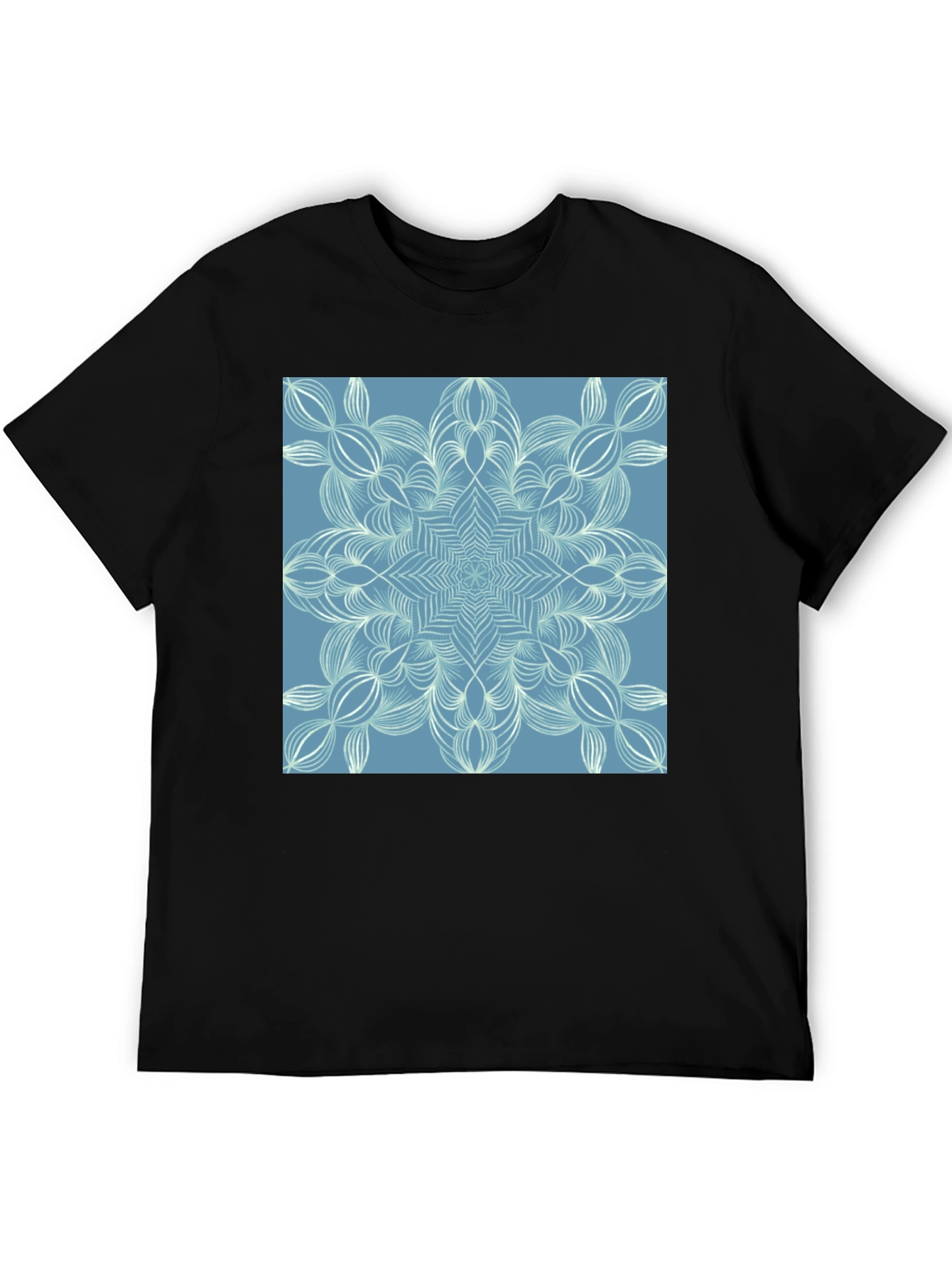 Geometric Snowflake Graphic Tee - Black