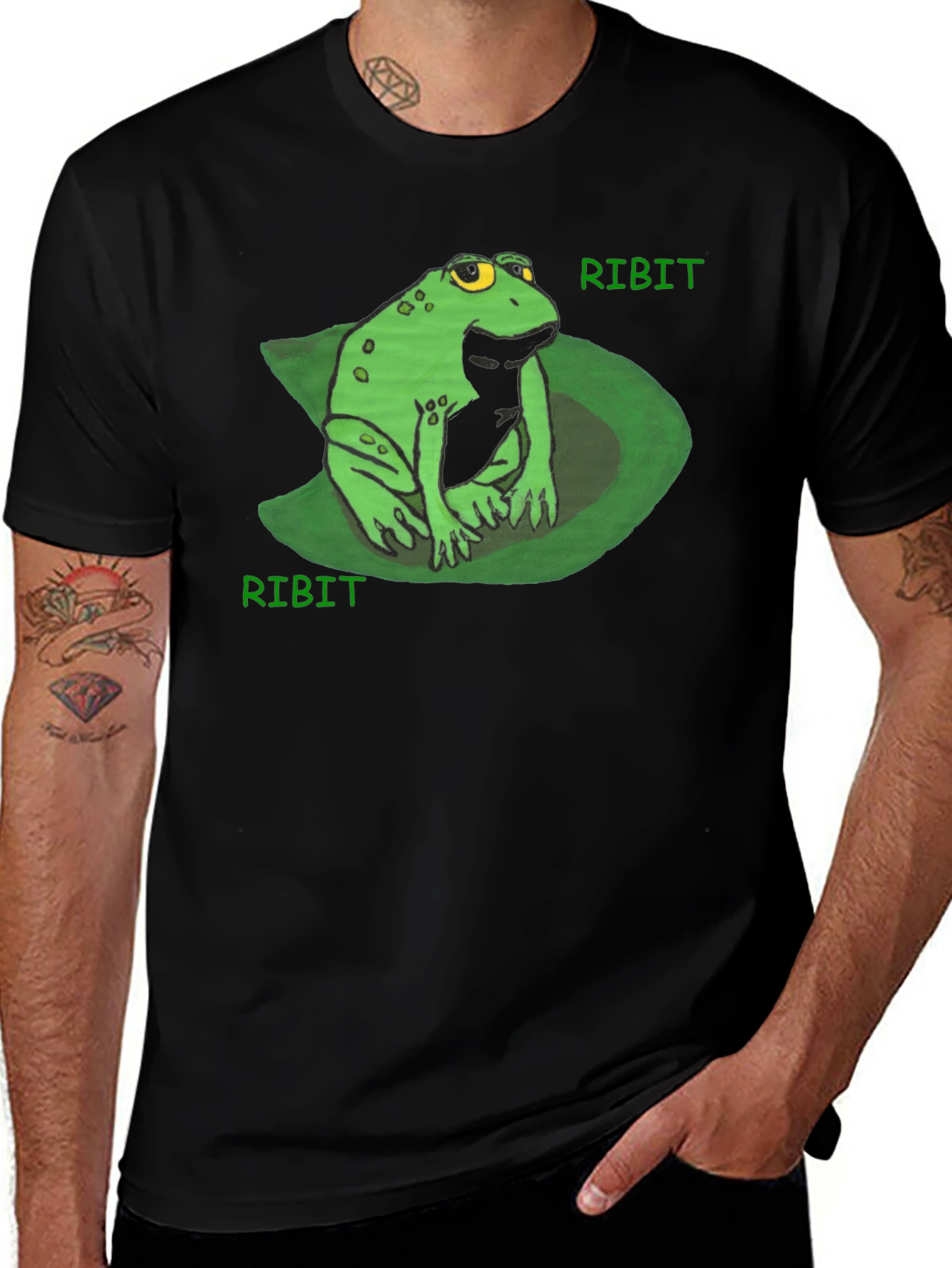 Ribit Frog Tee - Comfy Black Cotton T-Shirt