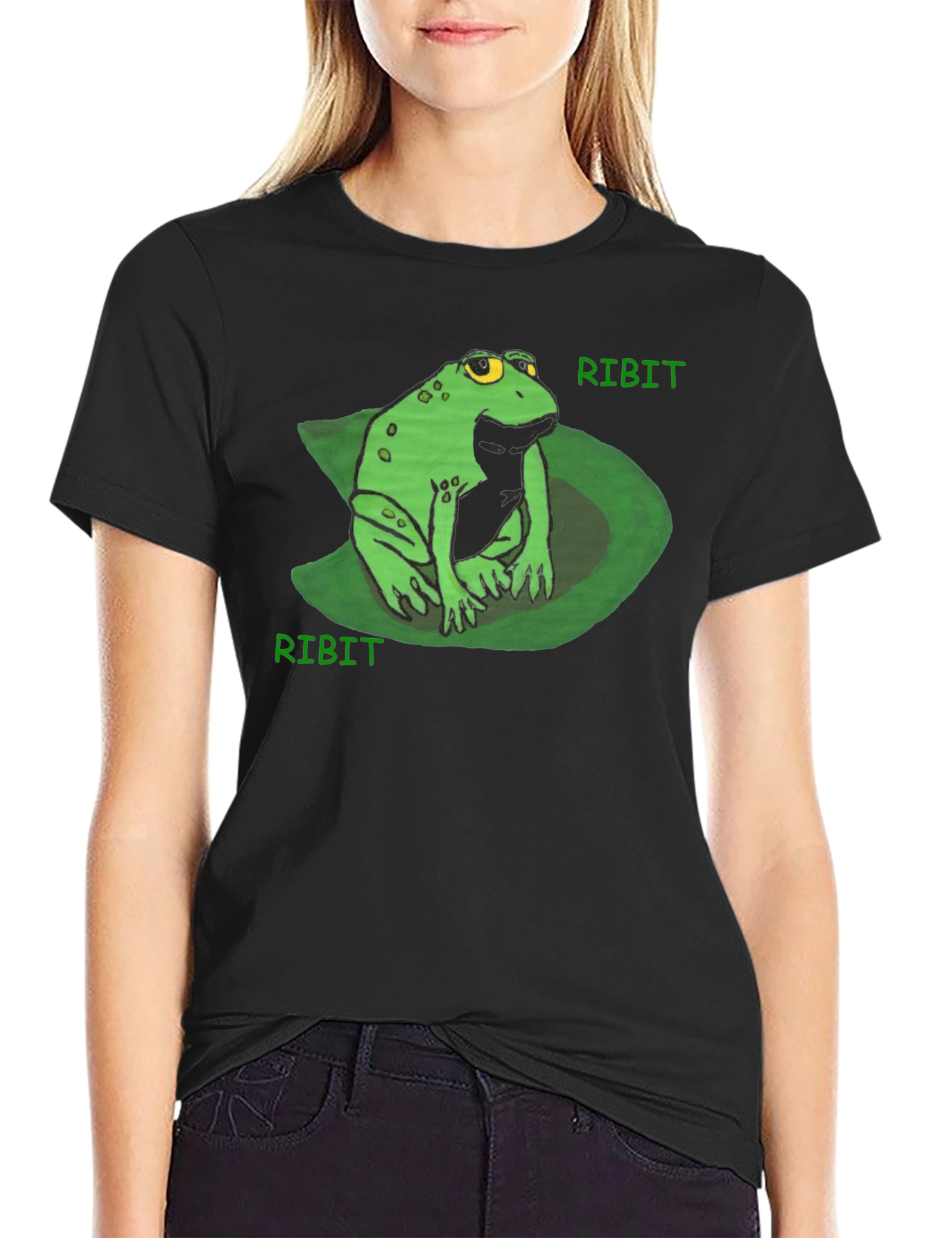 Ribit Frog Tee - Comfy Black Cotton T-Shirt