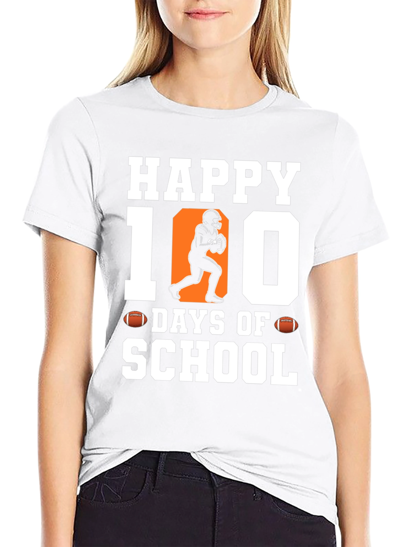 Happy 100 Days of School Football T-Shirt