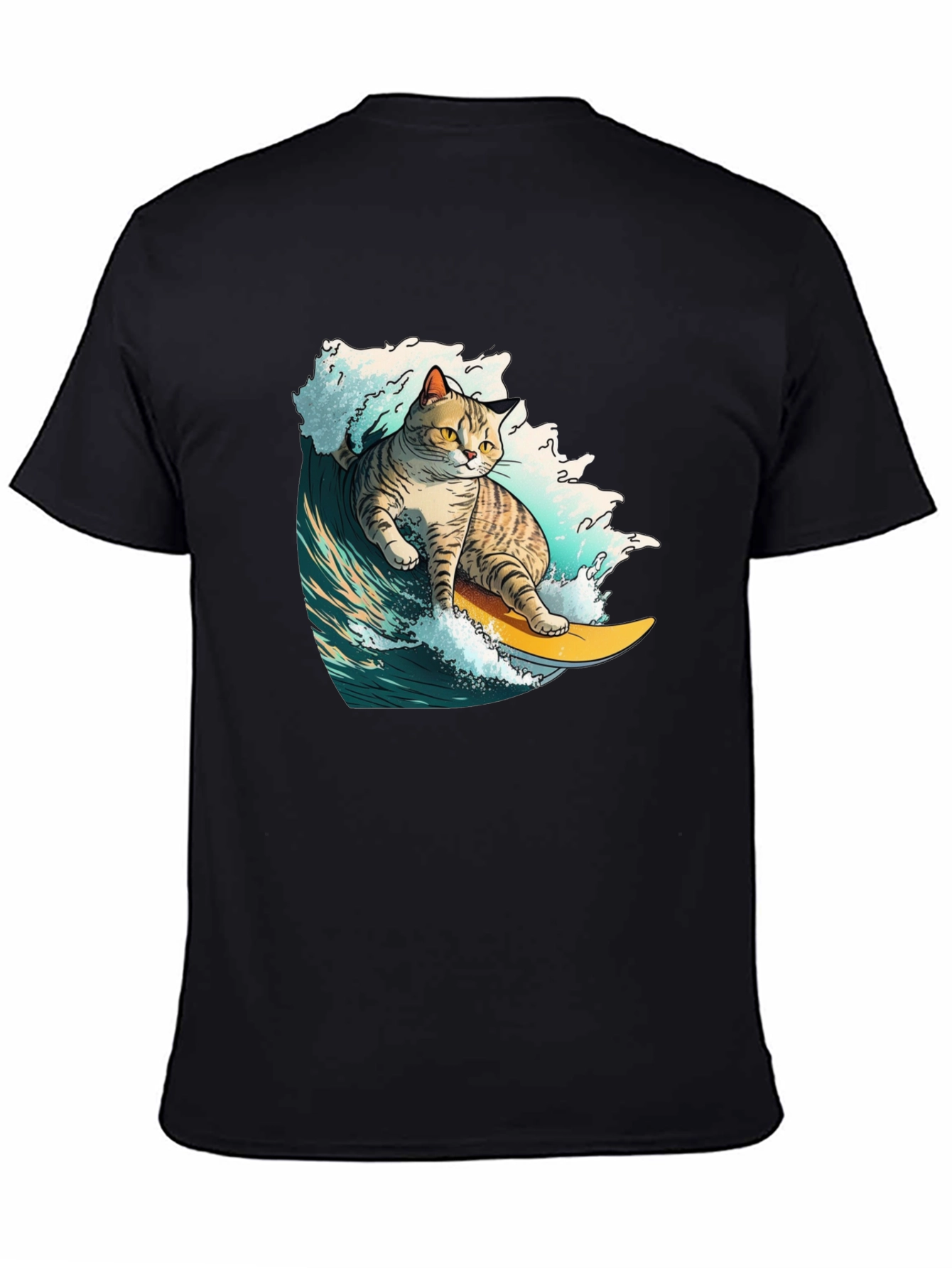 Surfing Cat Graphic T-Shirt - Cool Animal Tee