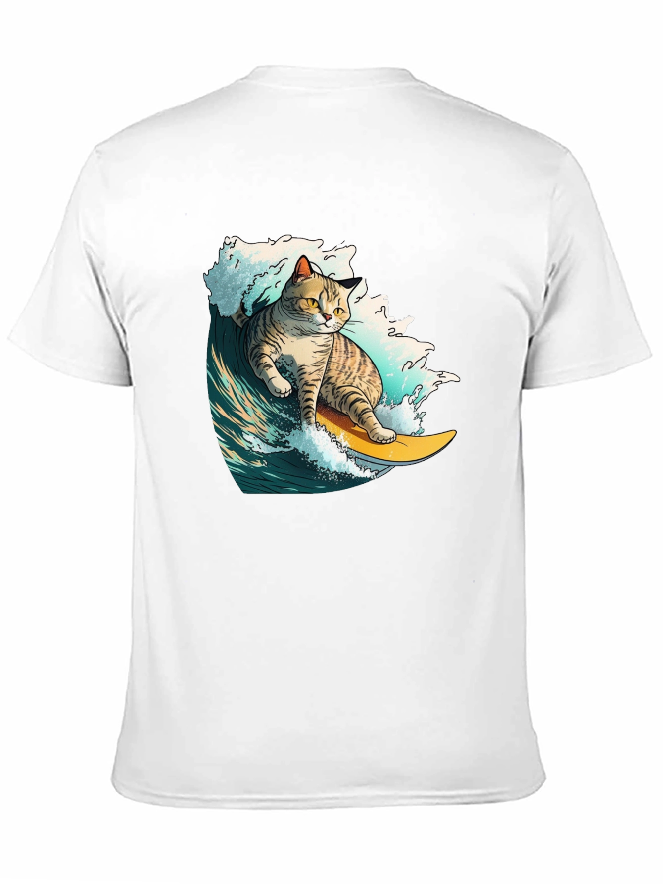 Surfing Cat Graphic T-Shirt - Cool Animal Tee