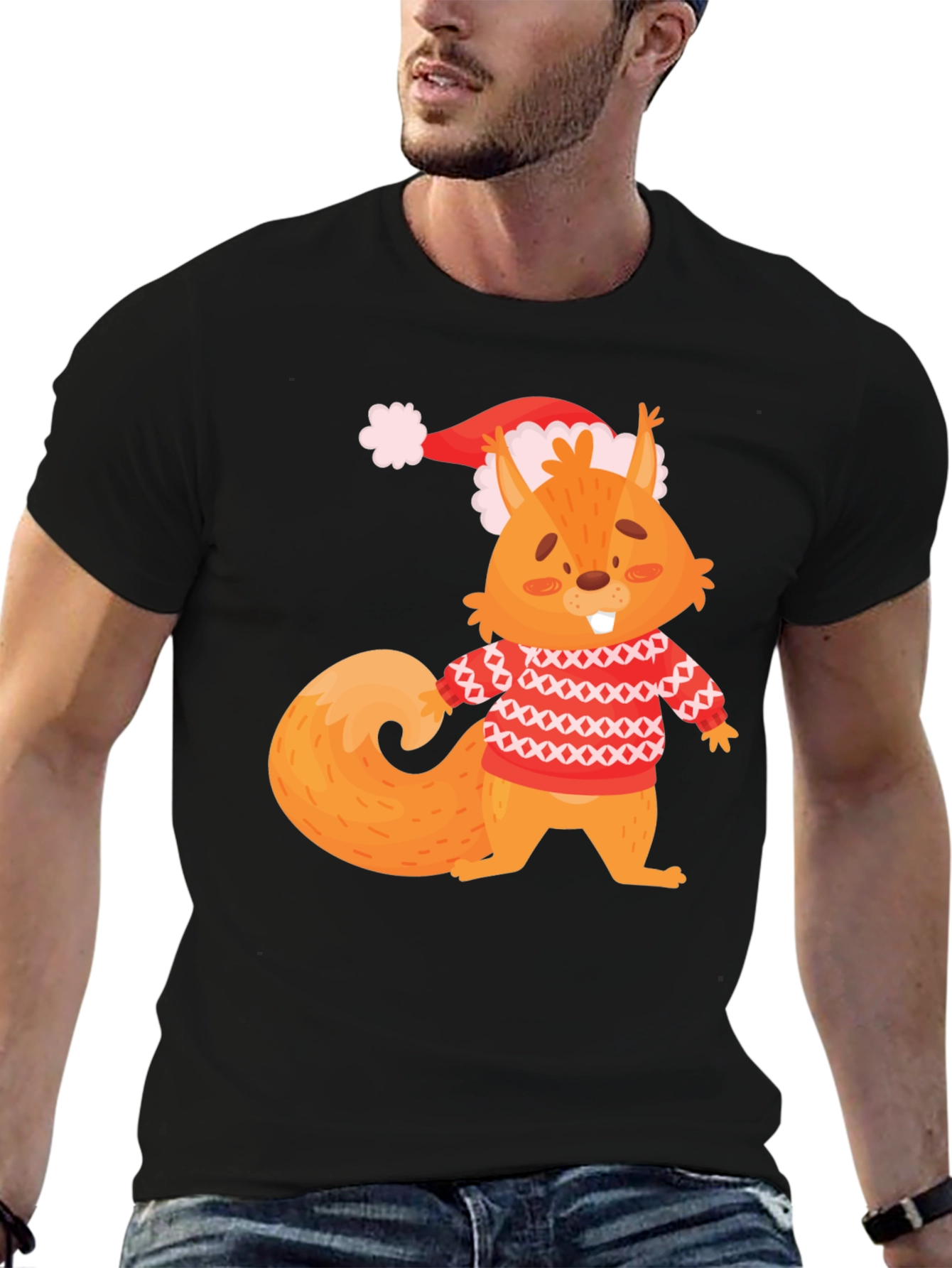 Festive Squirrel Graphic Tee - Holiday Edition