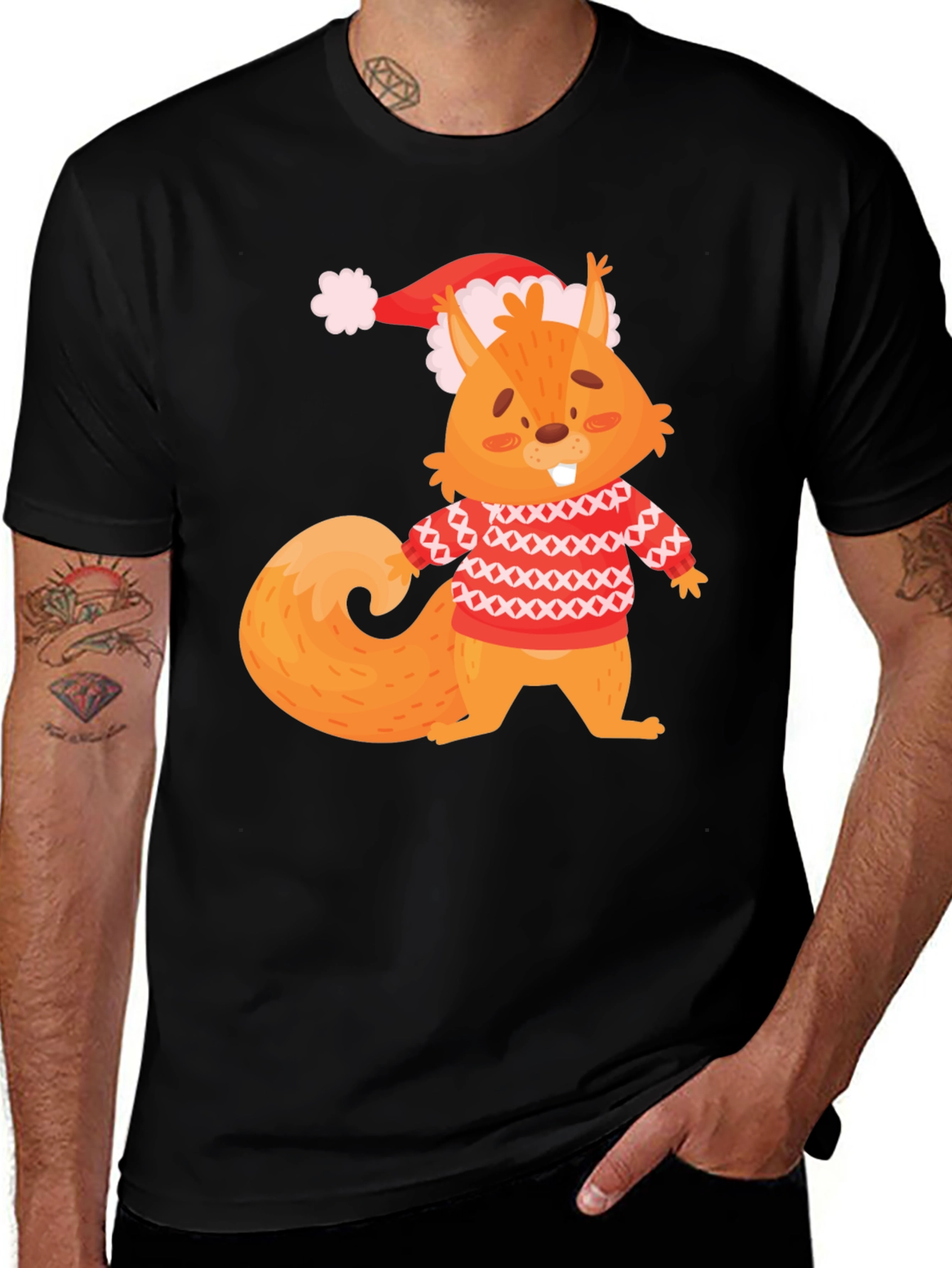Festive Squirrel Graphic Tee - Holiday Edition