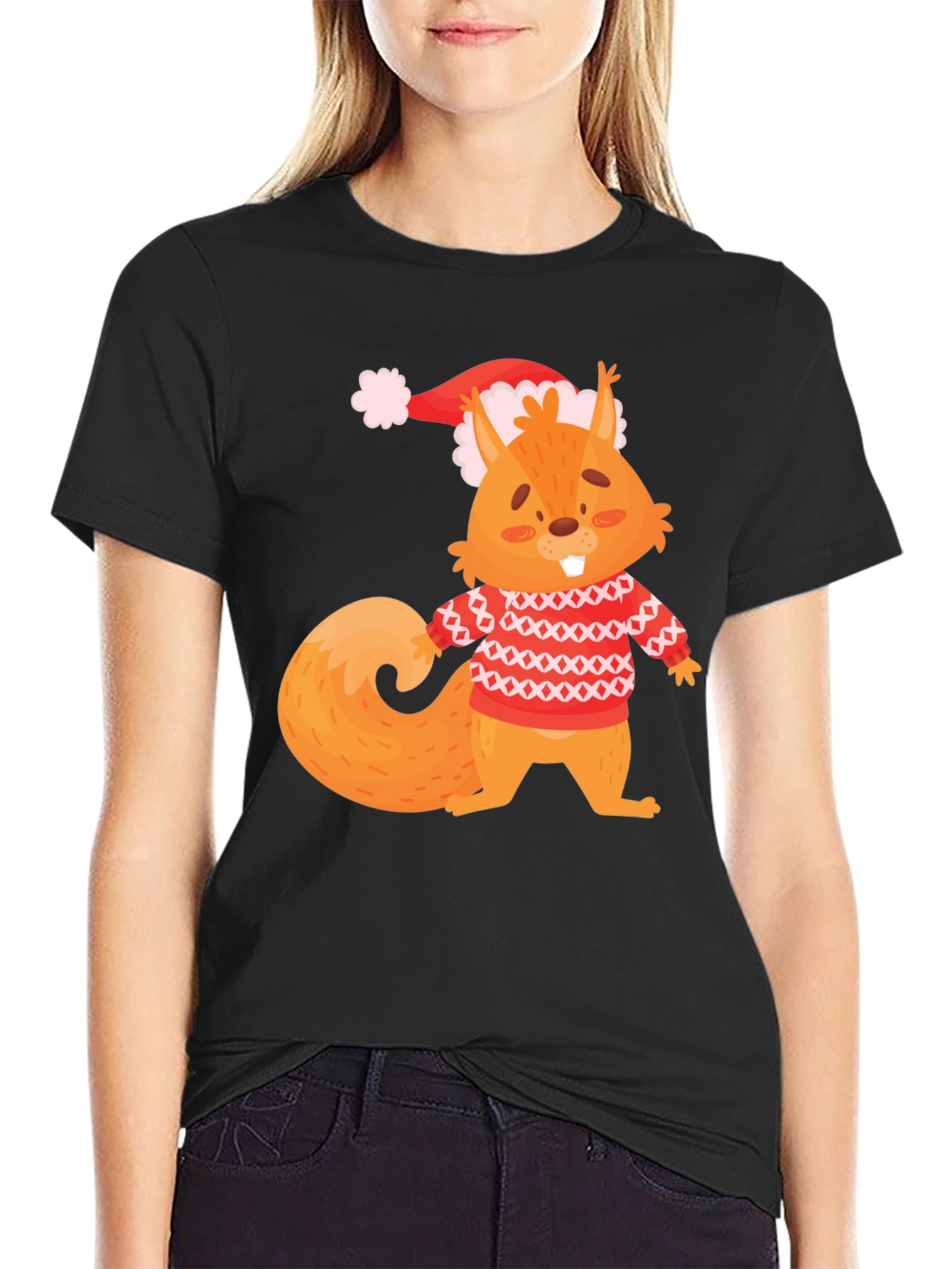 Festive Squirrel Graphic Tee - Holiday Edition