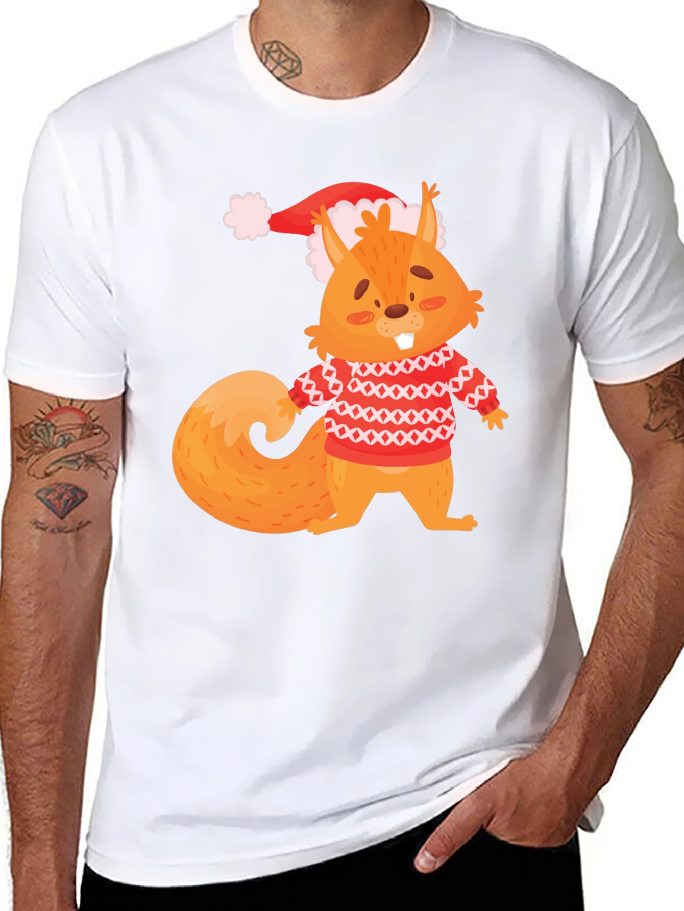 Festive Squirrel Graphic Tee - Holiday Edition