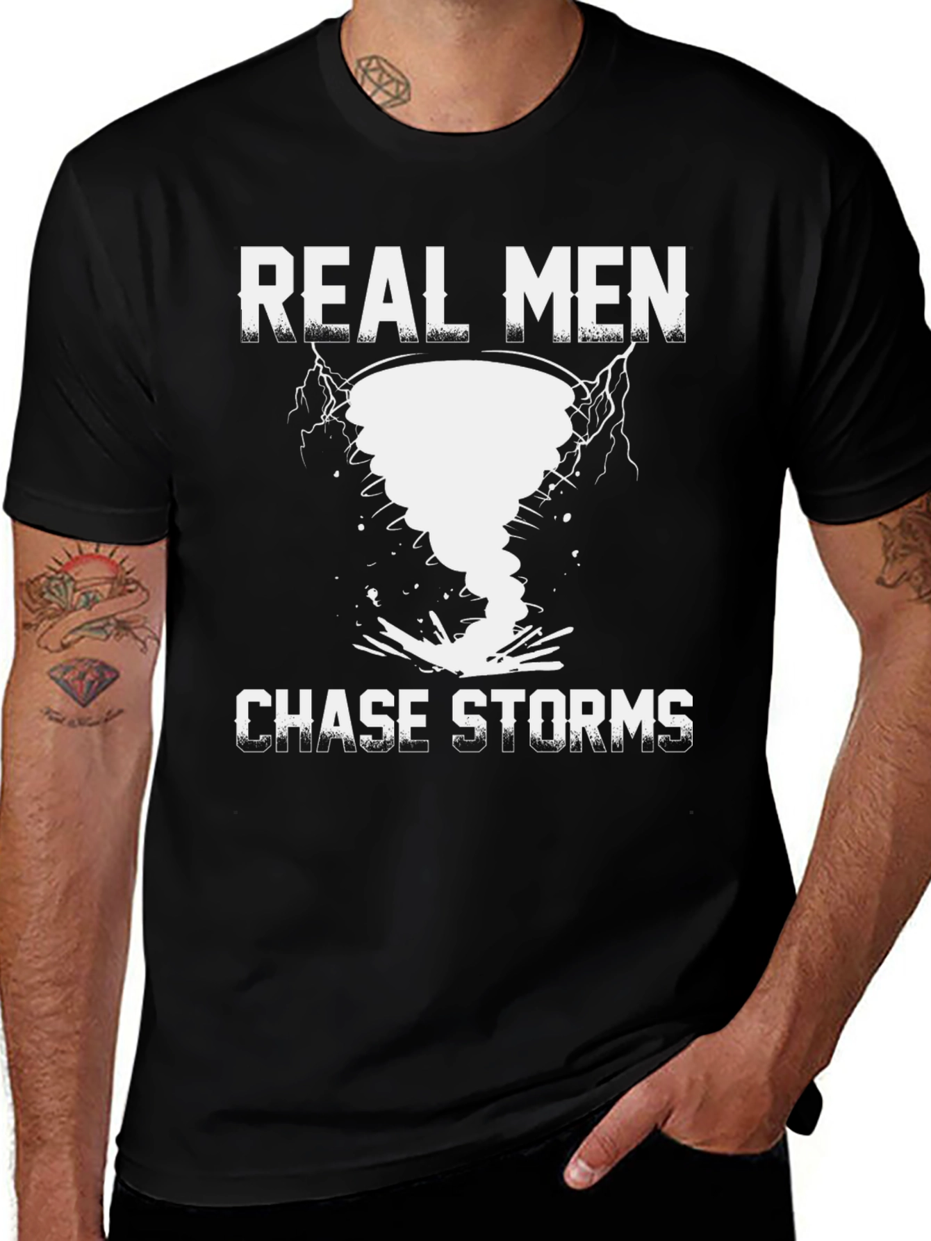 Real Men Chase Storms Novelty T-Shirt