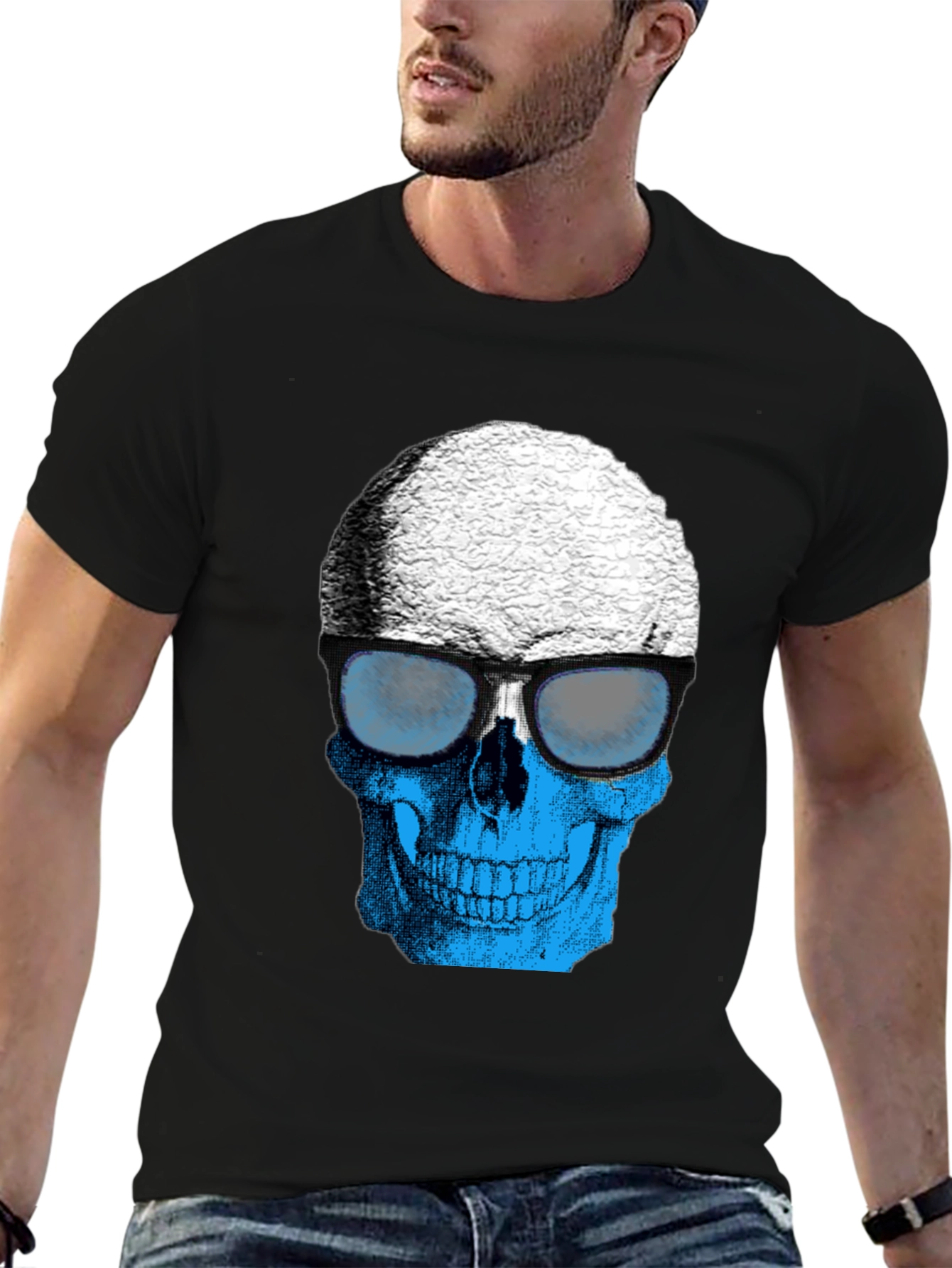 Skull with Sunglasses Graphic T-Shirt - Cool Style