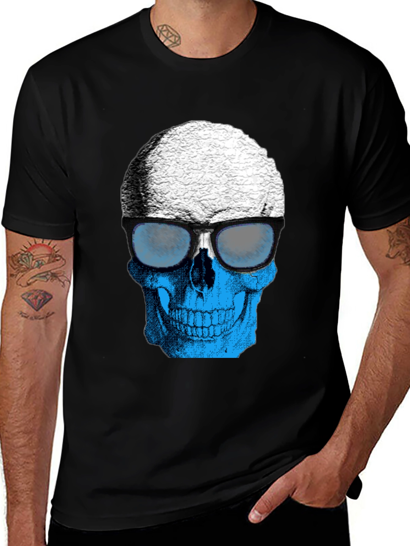 Skull with Sunglasses Graphic T-Shirt - Cool Style