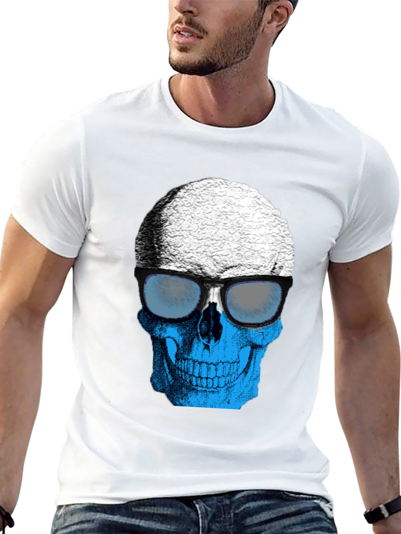 Skull with Sunglasses Graphic T-Shirt - Cool Style