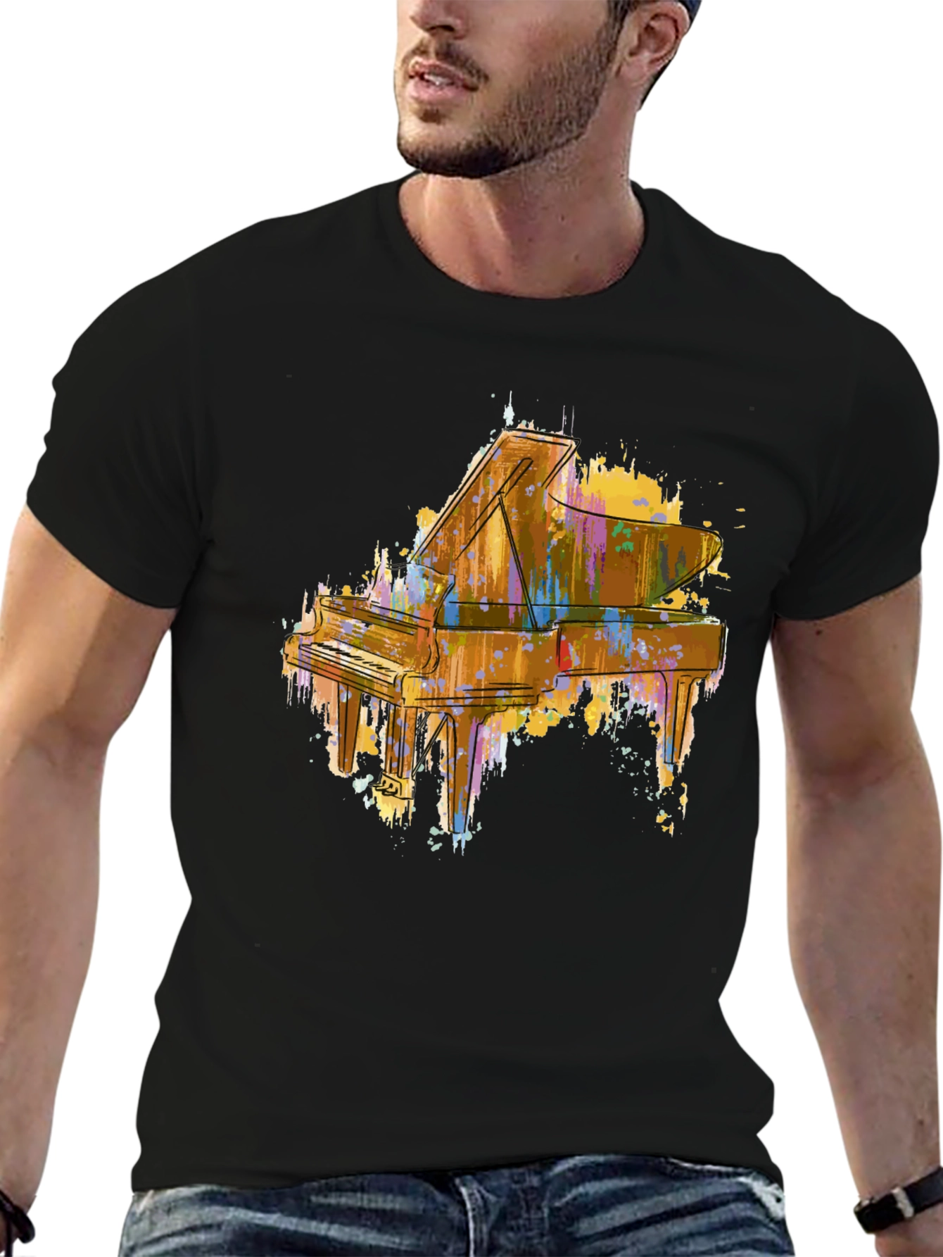 Abstract Piano Graphic Tee - Stylish Music Lover Shirt