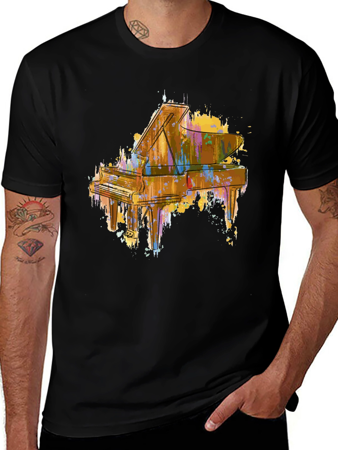 Abstract Piano Graphic Tee - Stylish Music Lover Shirt