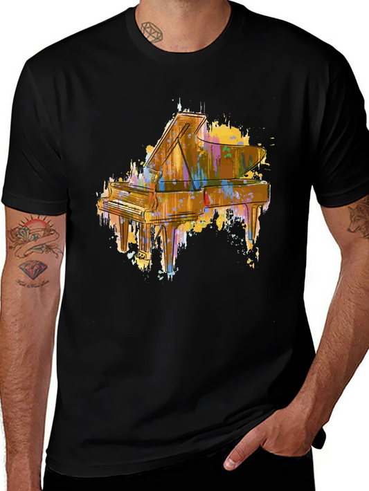 Abstract Piano Graphic Tee - Stylish Music Lover Shirt