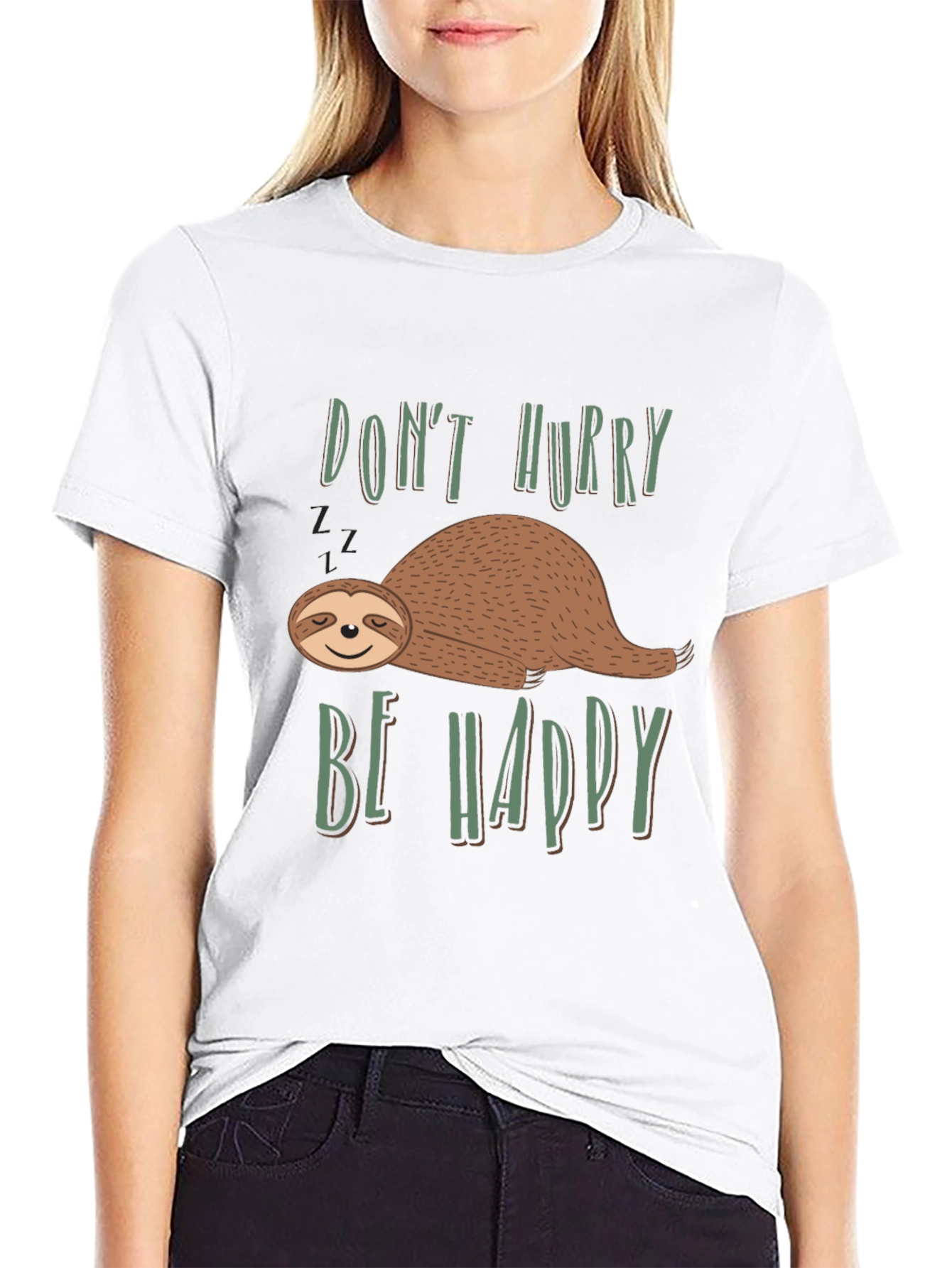 Dont Hurry Be Happy Sloth Graphic Tee