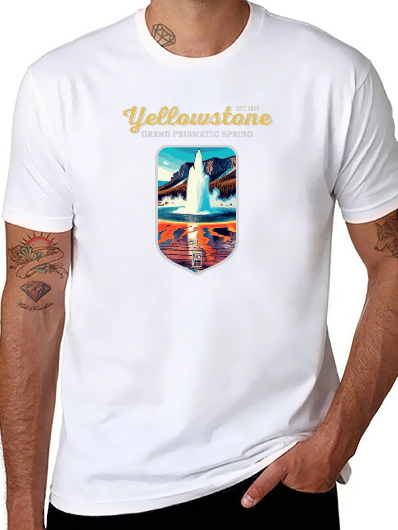 Yellowstone Grand Prismatic Spring Black Graphic T-Shirt