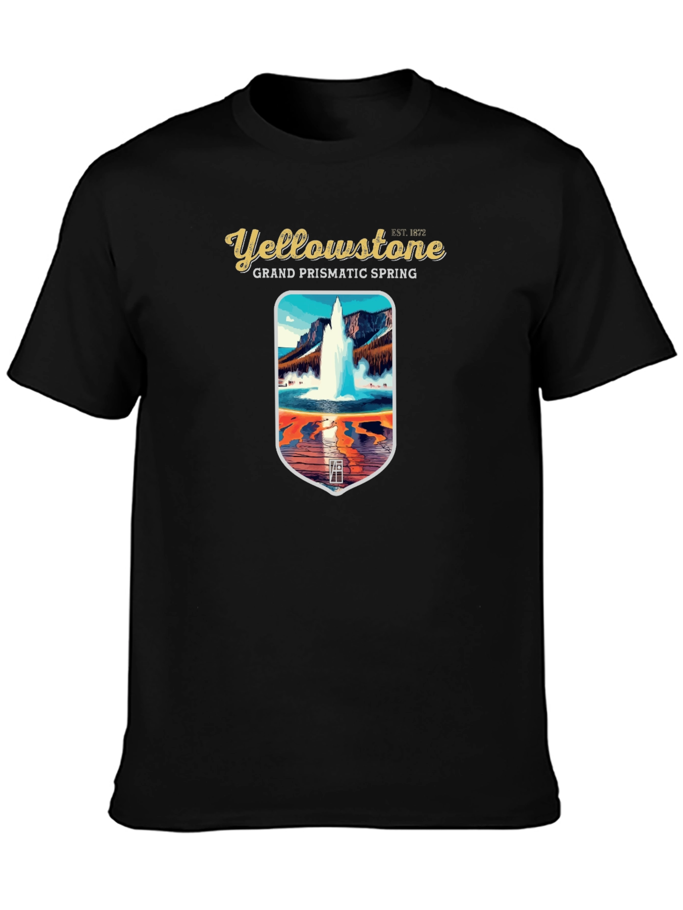 Yellowstone Grand Prismatic Spring Black Graphic T-Shirt
