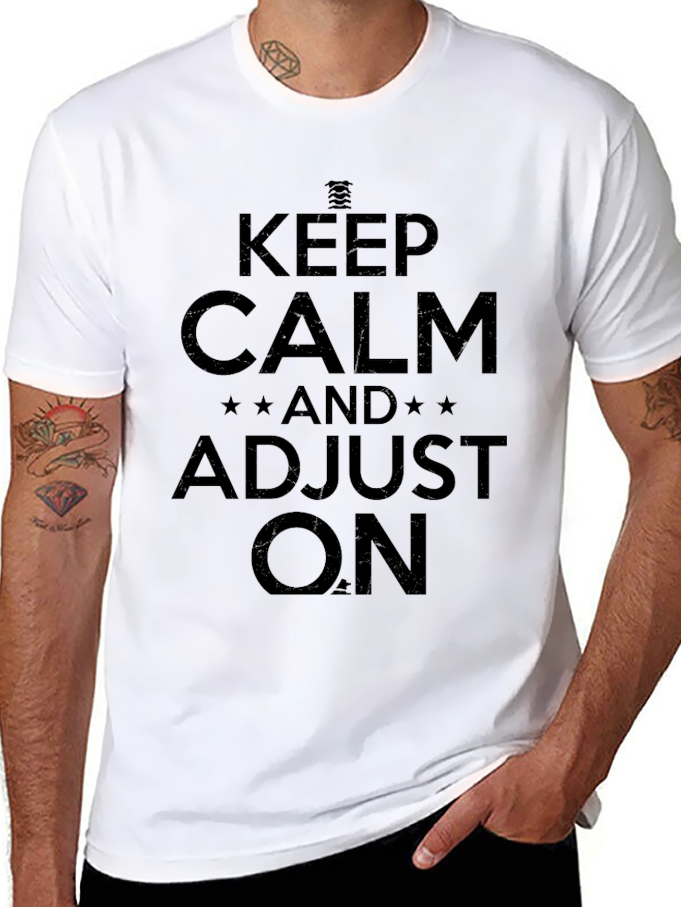 Keep Calm and Adjust On Black T-Shirt