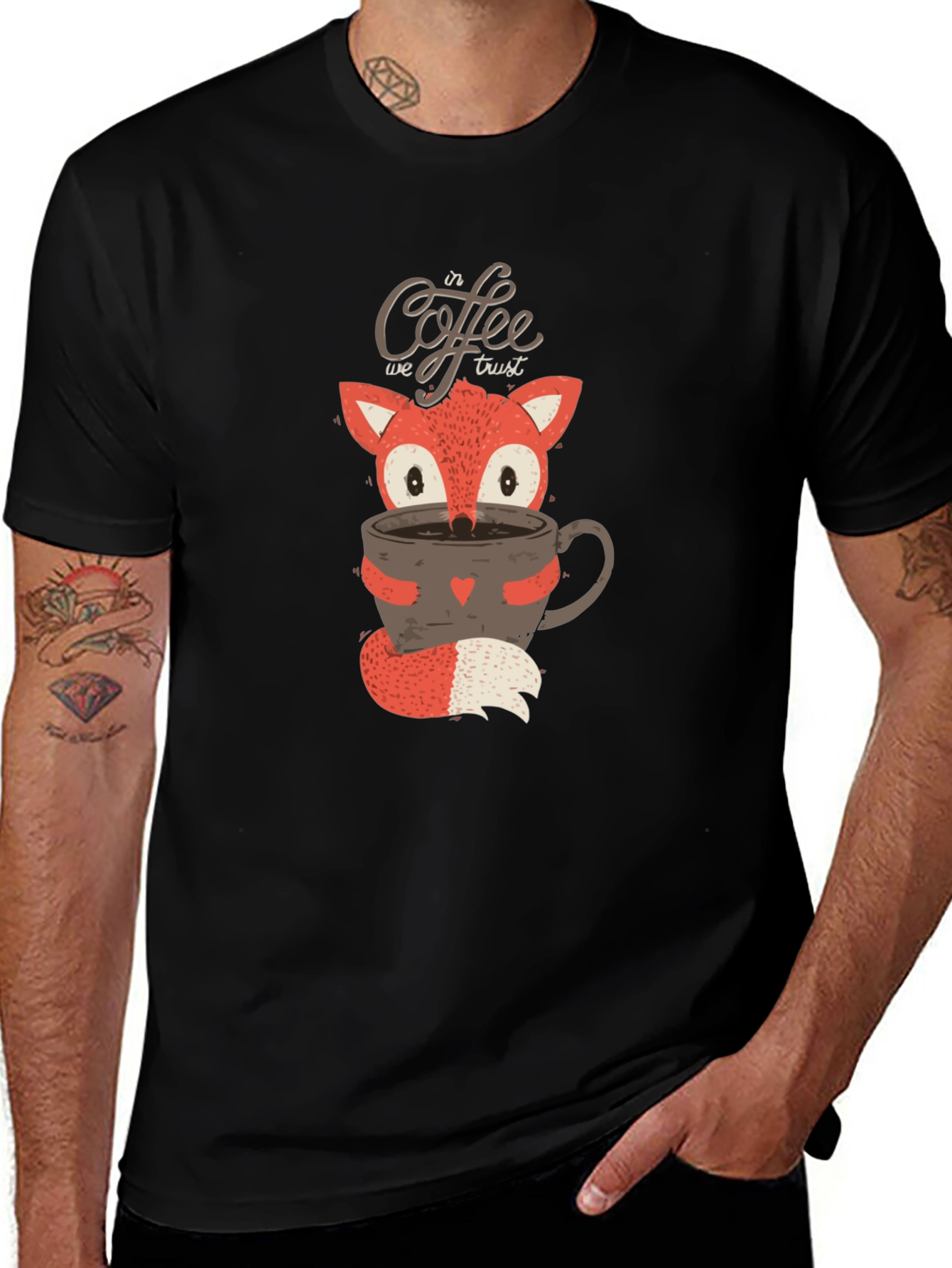 Fox Coffee Lover T-Shirt - In Coffee We Trust