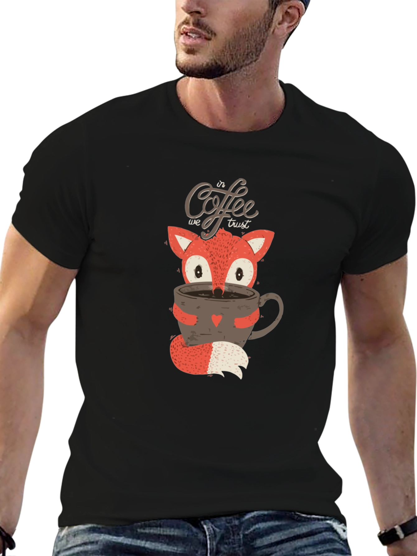 Fox Coffee Lover T-Shirt - In Coffee We Trust