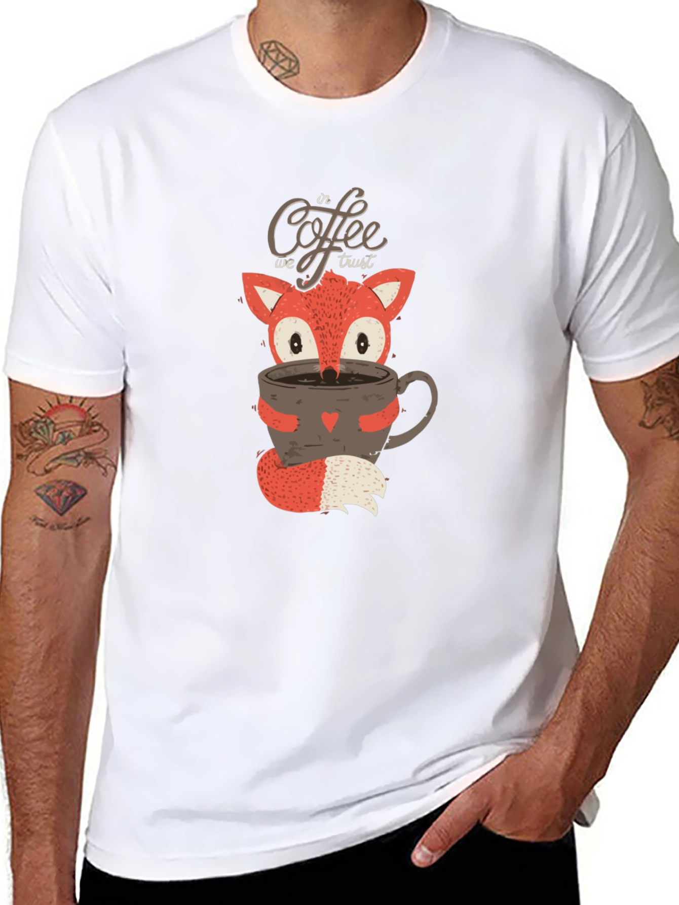 Fox Coffee Lover T-Shirt - In Coffee We Trust
