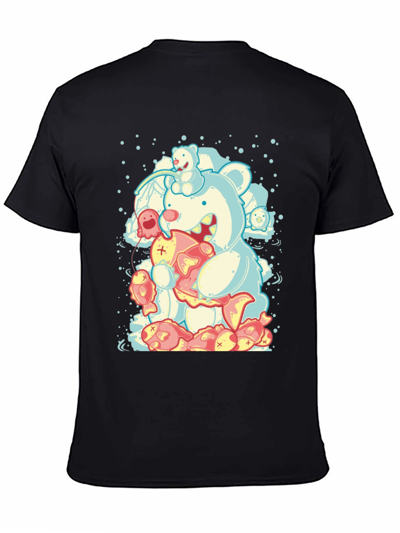 Bear Fish Graphic Black Tee