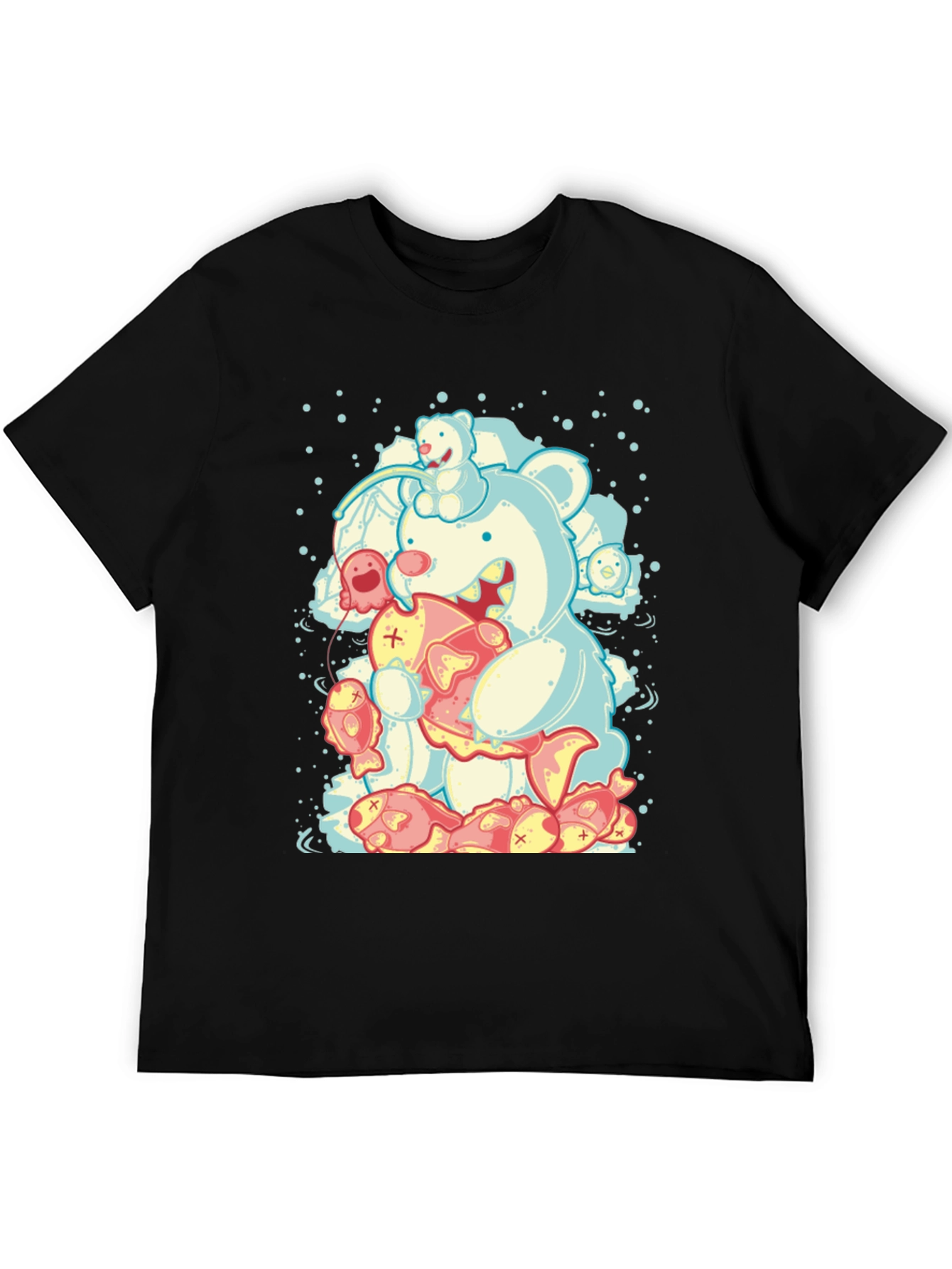 Bear Fish Graphic Black Tee