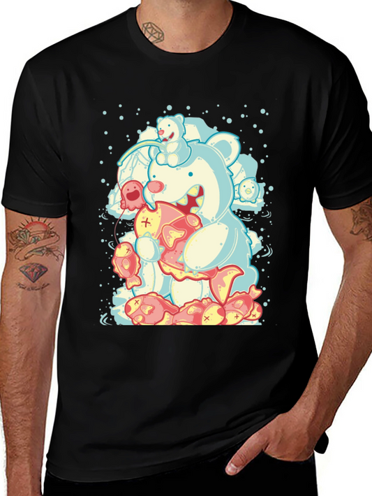 Bear Fish Graphic Black Tee