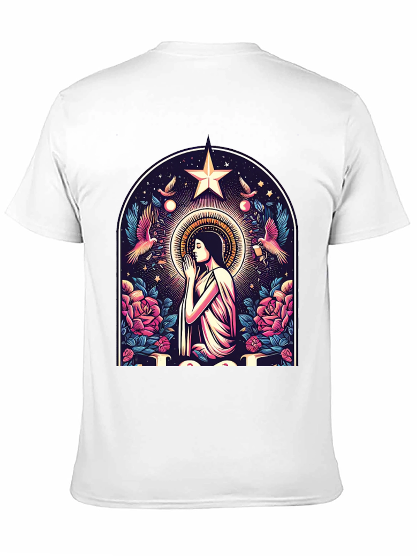 Mystical Praying Woman Graphic Tee - Black