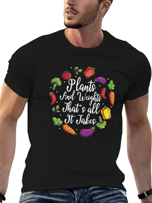 Plants and Weights T-Shirt - Vegan Fitness Apparel