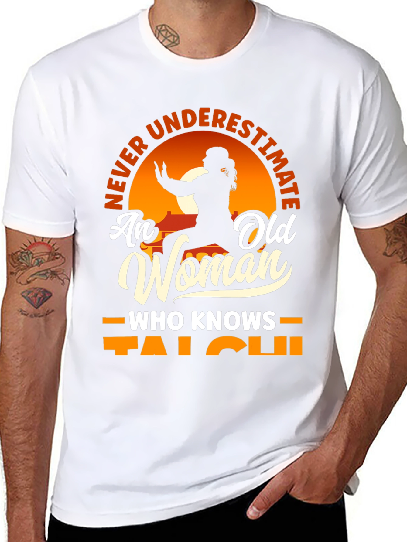 Never Underestimate Old Woman Tai Chi T-Shirt