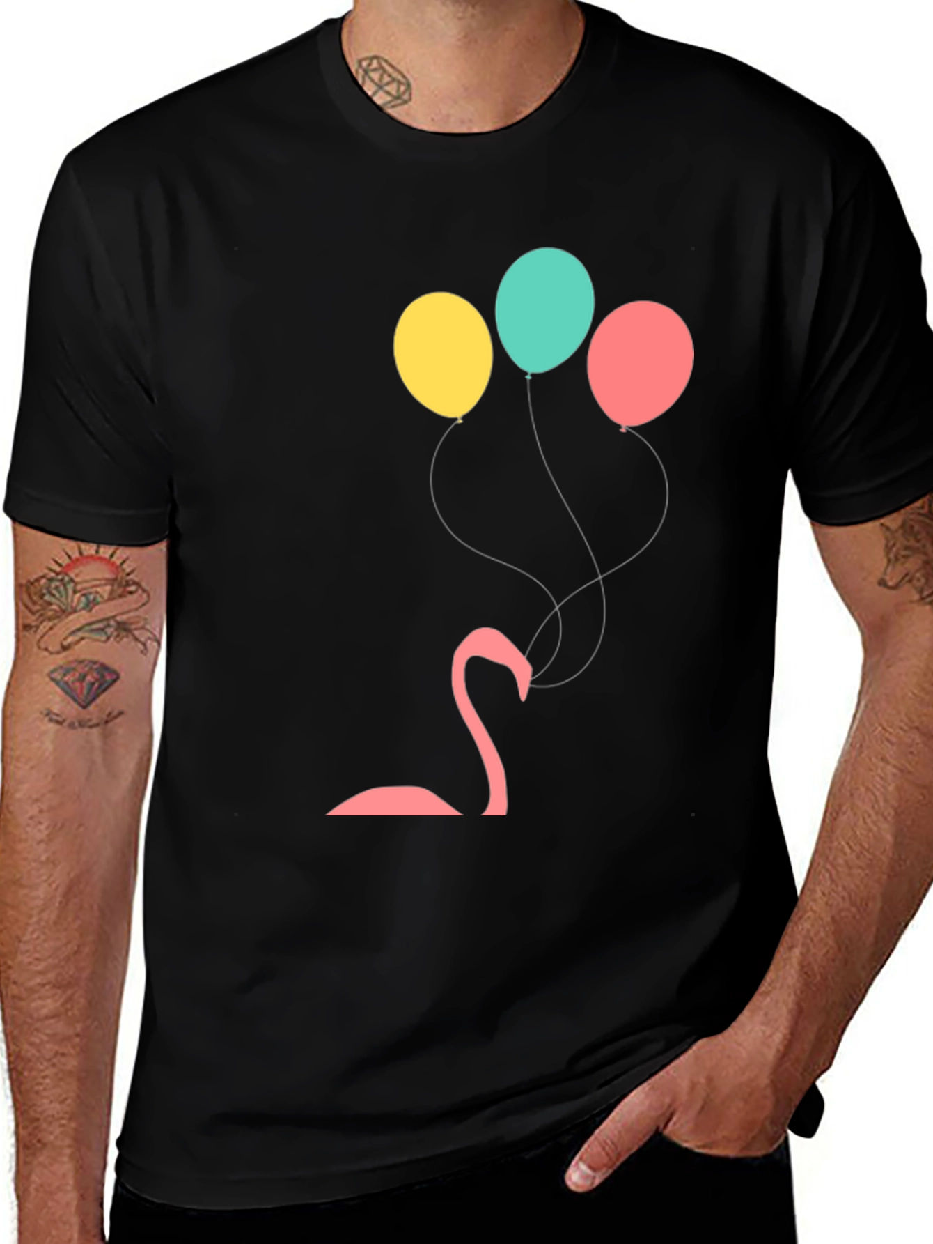 Black Flamingo Balloon Graphic Tee