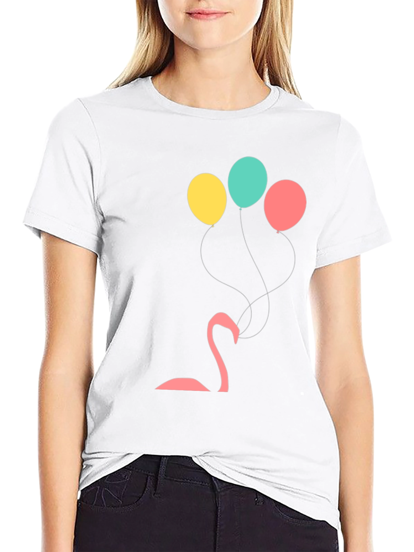 Black Flamingo Balloon Graphic Tee